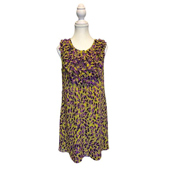 Matthew Williamson for impulse | Chartreuse/Purple Ruffle Sheath Dress | Sm - Picture 1 of 15